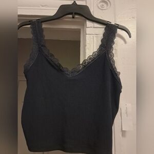 NWT American Eagle Cropped Black Lace & Ribbed Tank